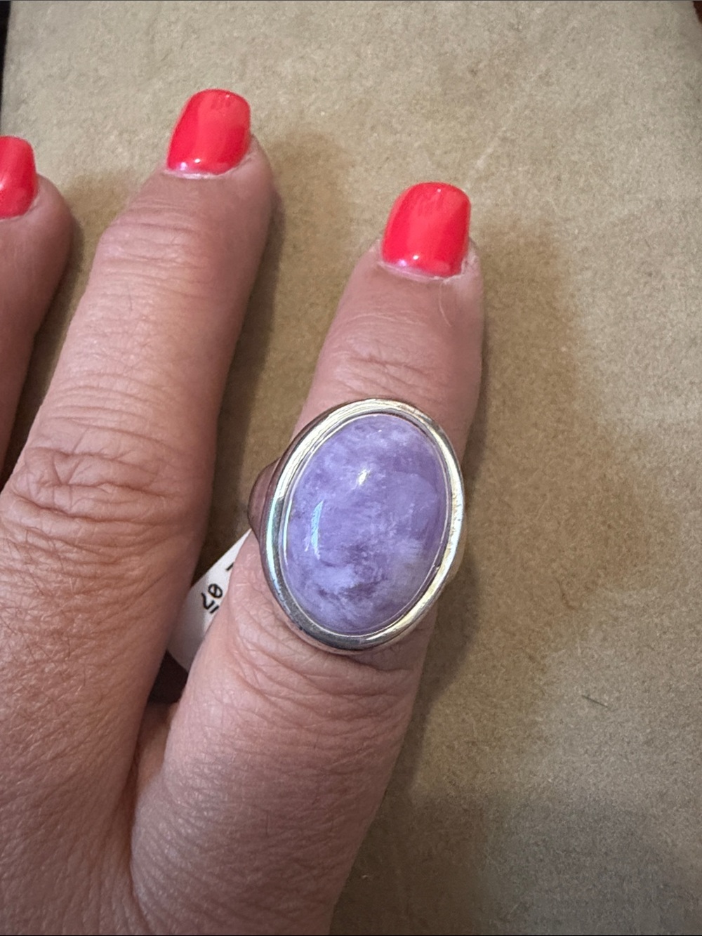 Sterling Silver Purple Cabochon Statement Ring by S.P Lind - Picture 3 of 4